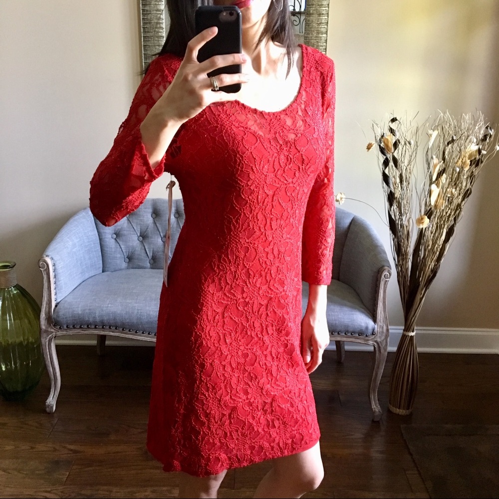 Chelsea & Violet Red Lace Dress